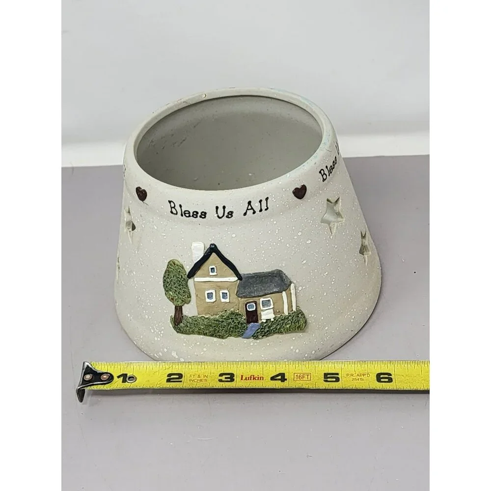 Bless Us All CMI Henton Ceramic Candle Holder‎ Shade Star Cutouts Cottage Design
